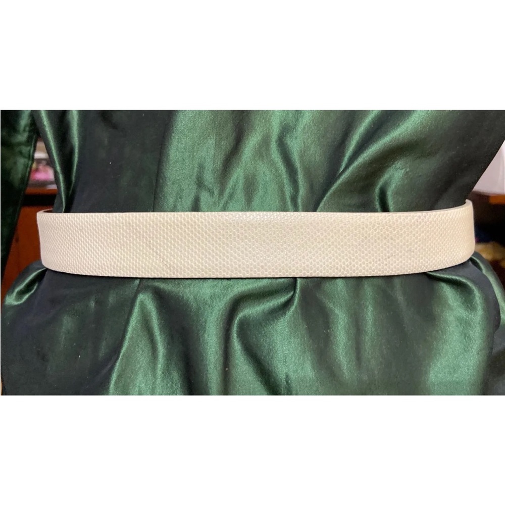 New Ralph Lauren Purple Label White Snake skin Belt Gold Buckle New $870 Size M - Picture 4 of 6